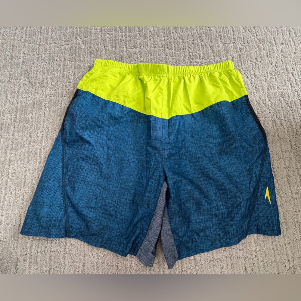 Speedo Lime Green and Blue Swim Shorts